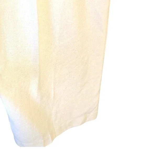 Commense Womens Large White Linen Viscose‎ Wide Leg Trousers Pleated High Waist - Picture 3 of 8